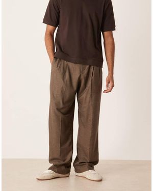 ASOS Nette Broek Met Wijde Pijpen En Plooien Aan De Voorkant - Bruin