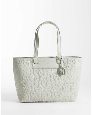 ARMANI EXCHANGE Liz Pebbled Shopper Bag - White