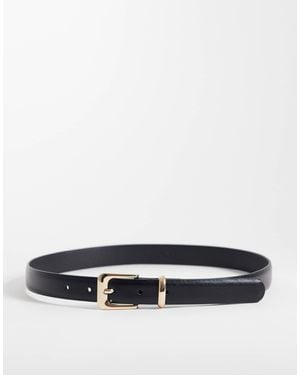 Mango Faux Leather Classic Belt - White
