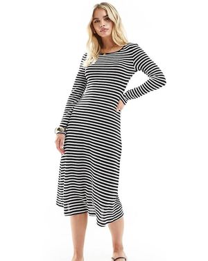 Vero Moda Vestito Lungo All'Uncinetto A Righe Monocromatiche - Blu