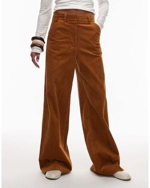 ARKET Wide Leg Cord Pants With Tailored Waistband - Brown