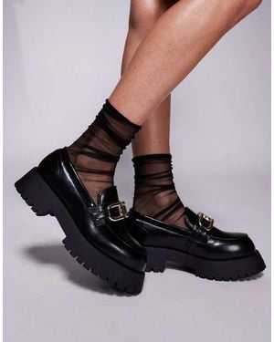 River Island Mocasines Negros Con Suela Gruesa De