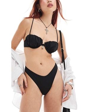 Monki Mix And Match Co-Ord Triangle Bikini Brief - Black