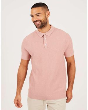 Brave Soul Short Sleeve Knitted Polo Shirt - Pink
