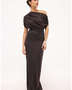 NA-KD Soft Line Draped Maxi Dress - Black