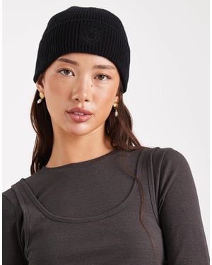 HUGO Xafon Tonal Logo Knit Beanie - Black