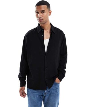 Jack & Jones Sobrecamisa Negra Texturizada Con Bajo Recto De - Azul