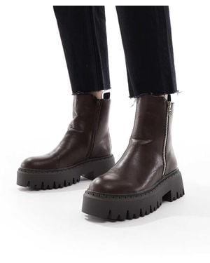 SEQWL Stella Zip Detail Chunky Boots - Black