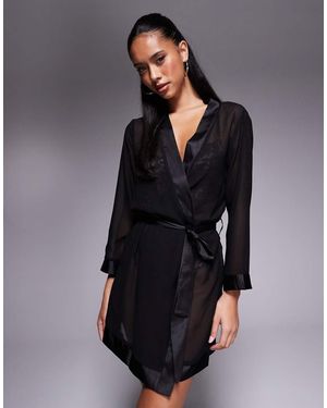 Bluebella Chiffon/Luxury Satin Kimono - Black
