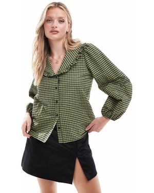 Nobody's Child Emmie Blouse With Oversized Collar - Green
