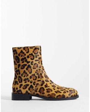 ASOS Alma Leather Smart Flat Ankle Boots - Brown