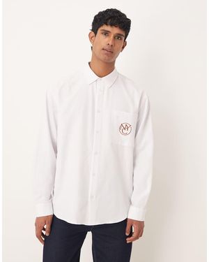ASOS Oversized Shirt With Chest Embroidery - White