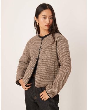 Jdy Houndstooth Padded Jacket - Brown