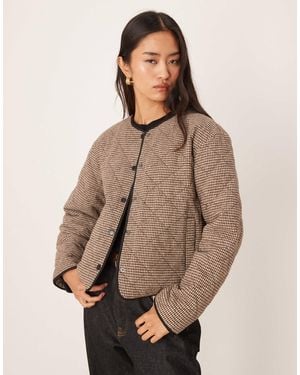 Jdy Houndstooth Padded Jacket - Brown