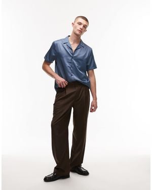 TOPMAN Wide Leg Suit Pants - Blue