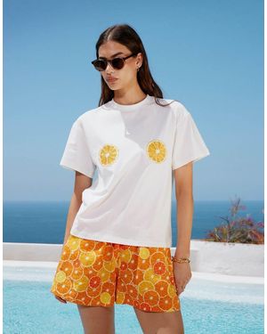 Never Fully Dressed Embroidered T-Shirt Co-Ord - Blue