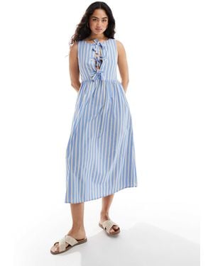 Stradivarius Bow Detail Maxi Dress - Blue
