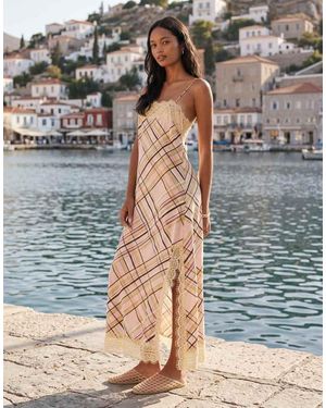 ASOS Cami Maxi Slip Dress With Lace Trims - Natural