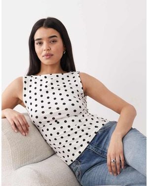 New Look Polka Dot Boat Neck Tank Top - Blue
