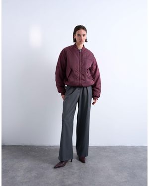 TOPSHOP – oversize-bomberjacke aus nylon - Rot