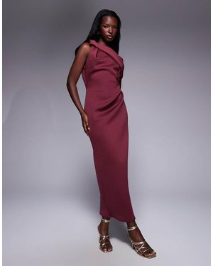 ASOS Drape Fallen Shoulder Midi Dress - Purple