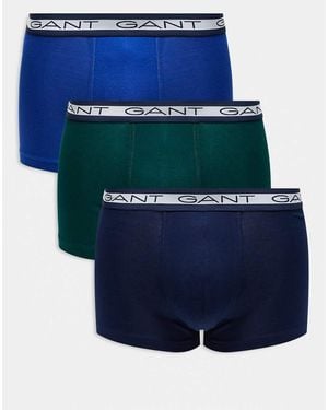 GANT 3 Pack Trunks With Logo Waistband - Blue