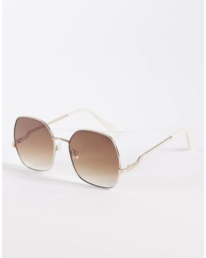 ALDO Gafas De Sol Doradas Extragrandes Con Montura De Metal Y Lentes Marrones Raquelle De - Blanco
