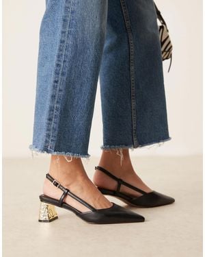 ASOS Stylish Slingback Mid Heeled Shoes - Blue