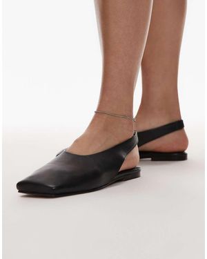 TOPSHOP Brit Leather Slingback Ballet - Brown