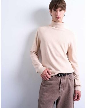 TOPMAN Jersey Básico Con Cuello Vuelto De Punto De -Neutro - Multicolor