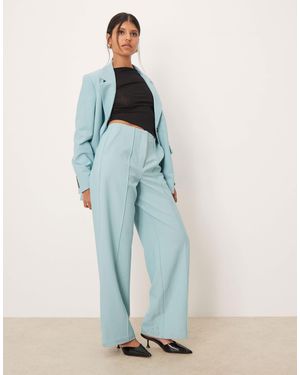 Y.A.S High Waist Wide Leg Tailored Trouser Co-ord - Blue