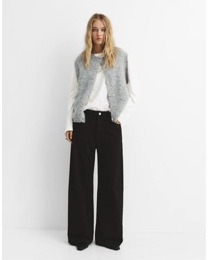 Pull&Bear – weite jeans - Weiß