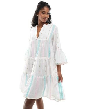 Accessorize Tiered Smock Dress - White