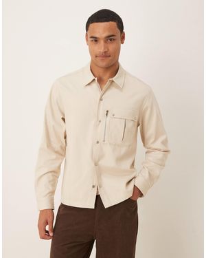 ASOS Canvas Overshirt With Utility Pocket - Natural