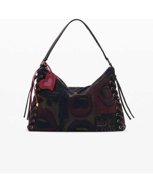 Desigual Large Graffiti Lips Bag - Black