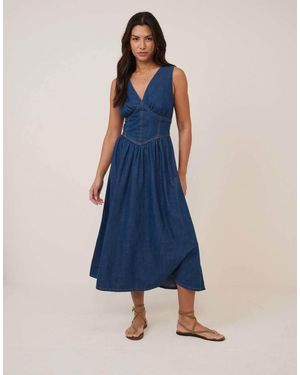Nobody's Child Mid-Wash Jackson Denim Midi Dress - Blue