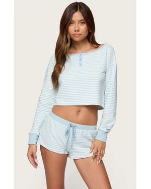 Edikted Margret Striped Long Sleeve Top - Blue