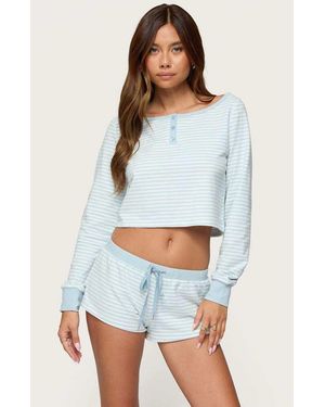 Edikted Margret Striped Long Sleeve Top - Blue