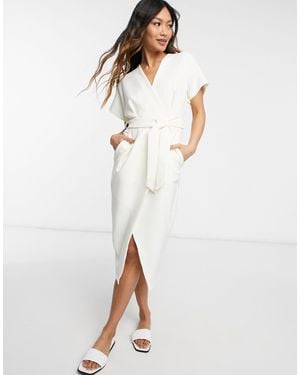 Closet Kimono Wrap Midi Dress - White