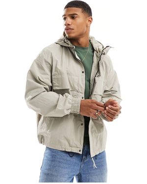 Bershka Utility Cropped Windbreaker Jacket - White
