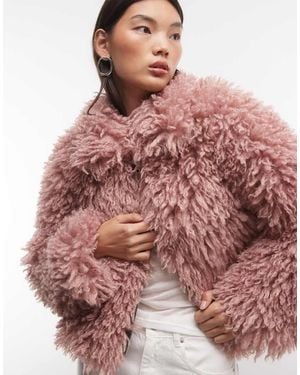 The Ragged Priest Boxy Fitted shaggy Jacket - Red