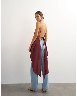 TOPSHOP Tie Back Drape Detail Top - White