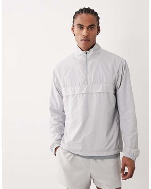 4505 Ultra Lightweight 1/4 Zip Running Windbreaker With Front Pocket - Grey