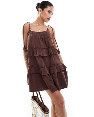 River Island Vestito Corto Macramè - Rosso