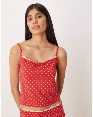 Abercrombie & Fitch Top De Pijama De Tirantes Con Estampado De Lunares De Punto Pointelle De (Parte De Un Conjunto) - Rojo