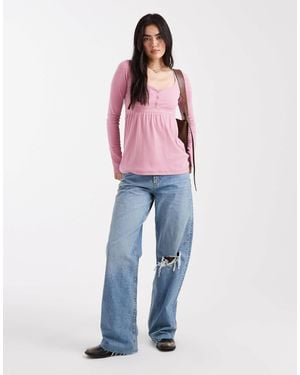 Hollister – langärmliges babydoll-oberteil - Blau