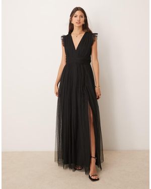 ANAYA Deep V-Neck Bridesmaid Maxi Dress - Natural