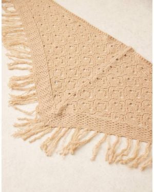 ASOS Fluffy Knitted Neck Scarf With Fringing - Brown