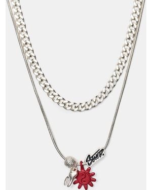 Pull&Bear Double Stwd Necklace - Metallic