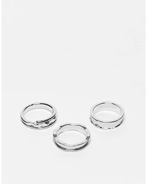 ASOS Set Van 3 Ringen Met Gesmolten Ontwerp - Naturel